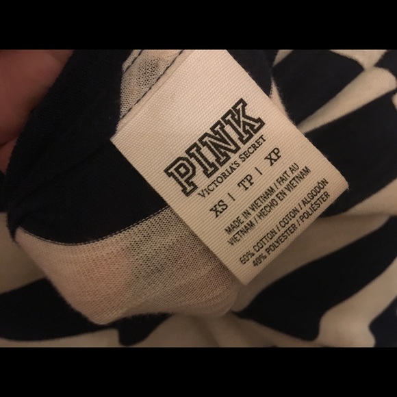 Victoria’s Secret PINK L/S Striped V-Neck Tee XS - Picture 4 of 5